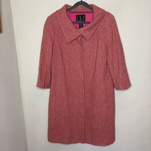 INC Pink Wool Blend Coat 3/4 Sleeves Size 12